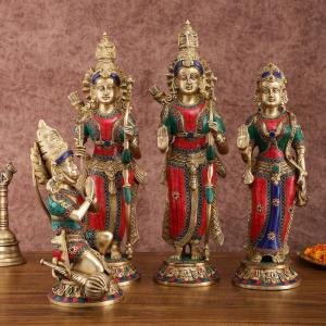 Superfine Brass Ram Darbar Set with Stonework | Lord Ram 20" with Family | Premium Temple Grade Divine Collection | 26 kg Sacred Art | Enhanced Beauty